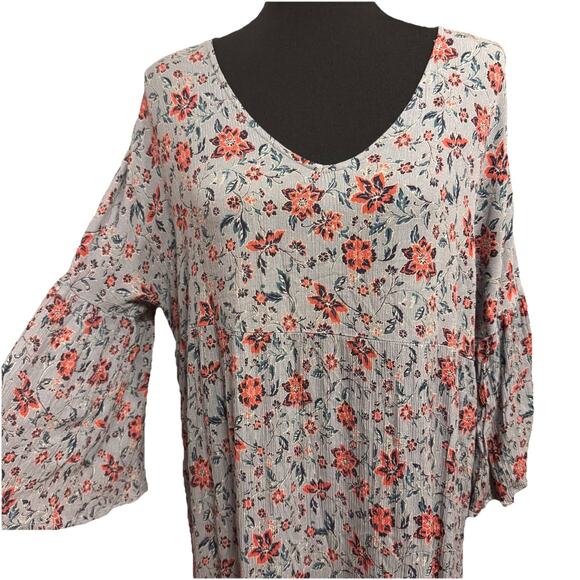 Easel Dress Large Womens Tiered Crinkle Maxi Cottagecore Boho Lavendar Grayish - Picture 2 of 11